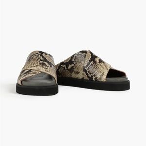 Ganni snake effect leather slides